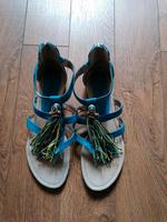 Sandalen Tamaris Gr 41 blau gelb Puschel Sachsen - Bischofswerda Vorschau