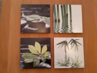 4 Holz-Bilder, grün/ schwarz, Natur: Bambus, Wasser, Stein, Blatt Nordrhein-Westfalen - Castrop-Rauxel Vorschau