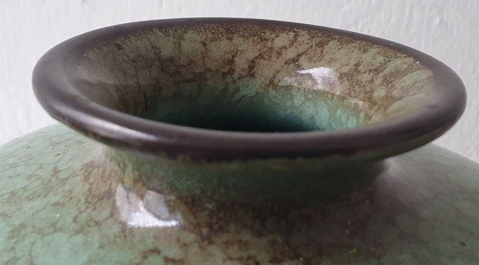 Kugel-Vase v. Dümler und Breiden? 414-0, Keramik,grün gesprenkelt in Lübeck
