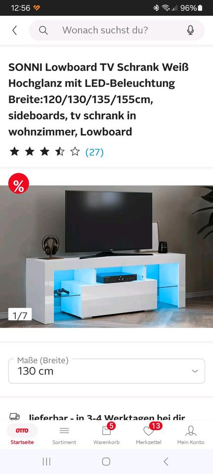 SONNI Lowboard TV Schrank Weiß Hochglanz in Berlin