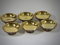 6 Kaviar Schalen Silber vergoldet( SU ) 916 er Silber Cloisonné Bonn - Tannenbusch Vorschau