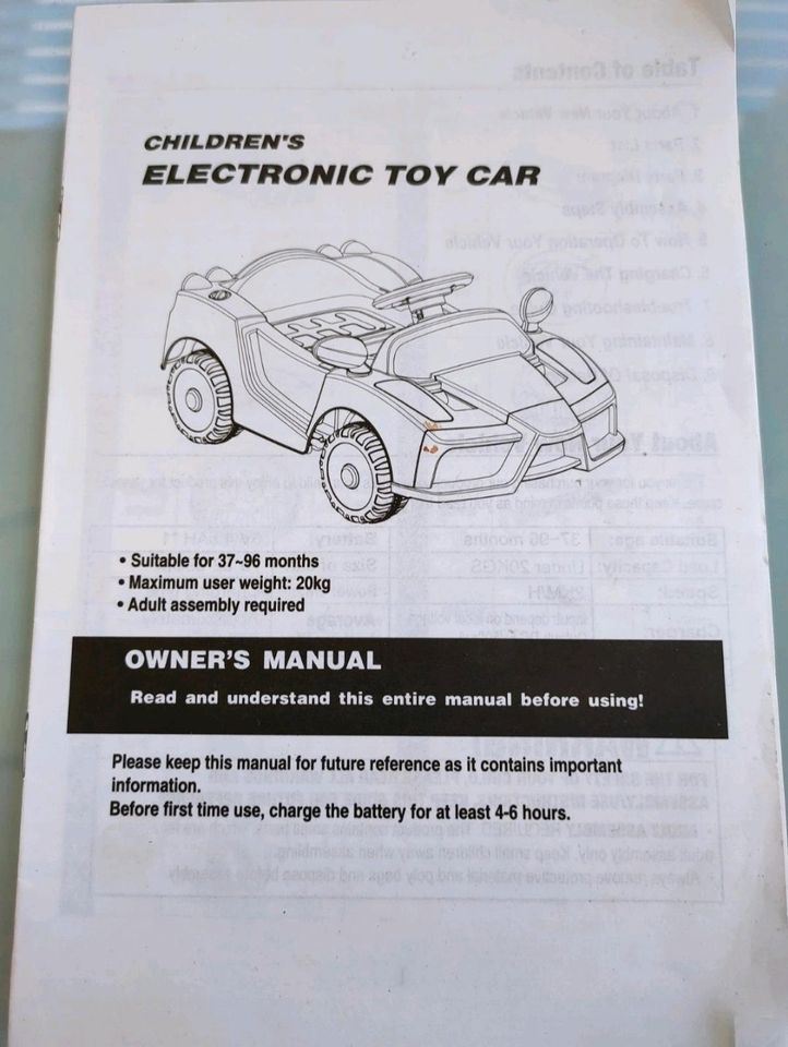 Kinder Elektro Auto für Kinder von 1,5 - 4 Jahren bis max. 20 kg in Carlsberg