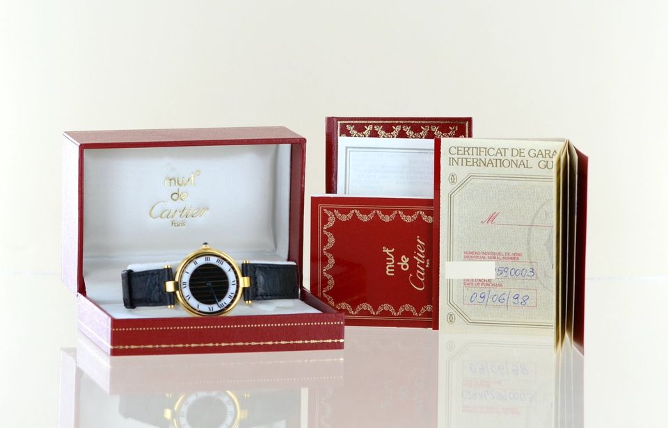 Cartier Vermeil Quarz 590003 Trinity Dial 30mm Damen vergoldet in Erkrath