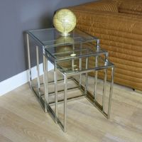 Glastisch Set 3er Tisch Glas Quadrat Modern Beistelltisch Lampe Nordrhein-Westfalen - Enger Vorschau