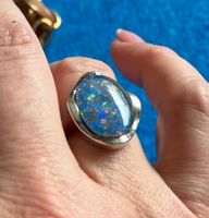 Sterlingsilber Ring mit Opal blau meliert True Vintage Frankfurt am Main - Westend Vorschau