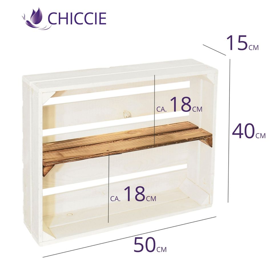 CHICCIE Holzregal Schmalhanz 1x lange Ablage 50x40x15cm - Kiste in Heiden