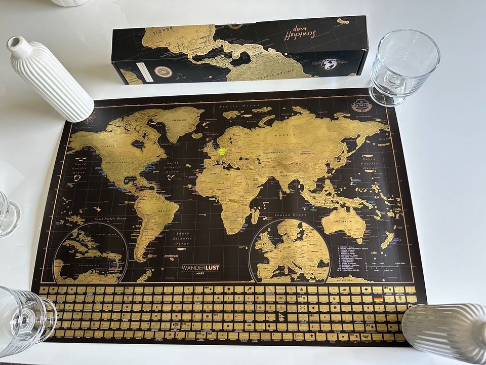 2 x Weltkarte scratch off schwarz gold aufkratzen Europa in Sachsenheim