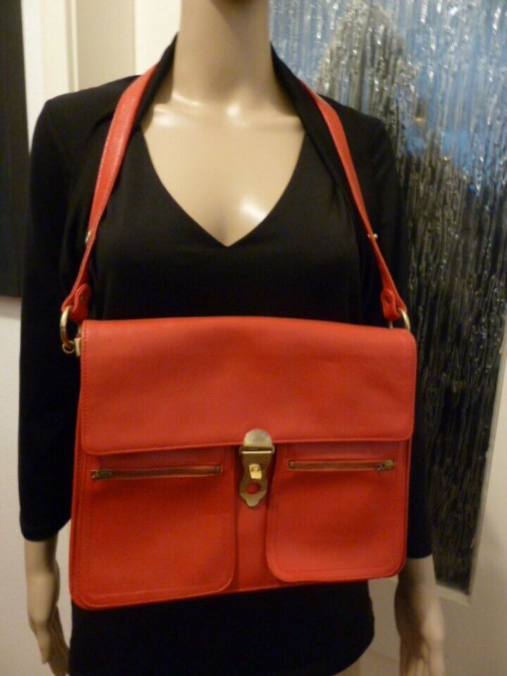 Original Vintage Bag/Tasche Designer Dofan Made France Leder Rot in Täferrot