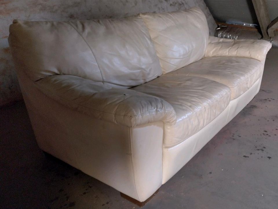Couch Sofa Leder Creme helles Beige 200x94 cm weich in Dresden