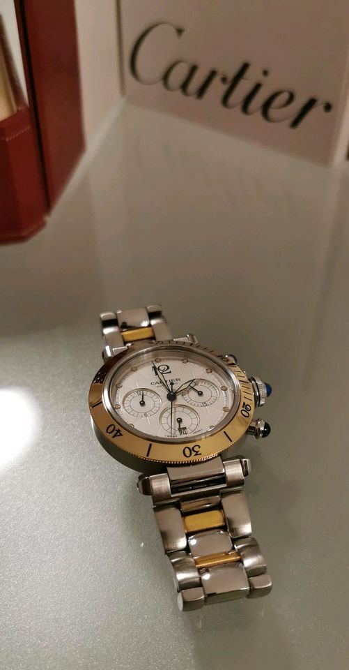 Cartier Pasha Stahl Gold 750/18K Chronograph Automatik Uhr in Frankfurt am Main