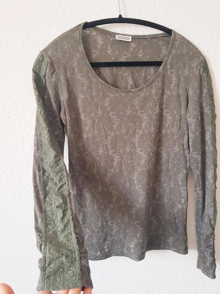 Street One M 38 Khaki grau Glitzer Oberteil Shirt langarm neu in Köln