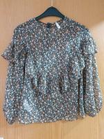 Mango Top Bluse floral durchsichtig transparent grün orange Düsseldorf - Eller Vorschau