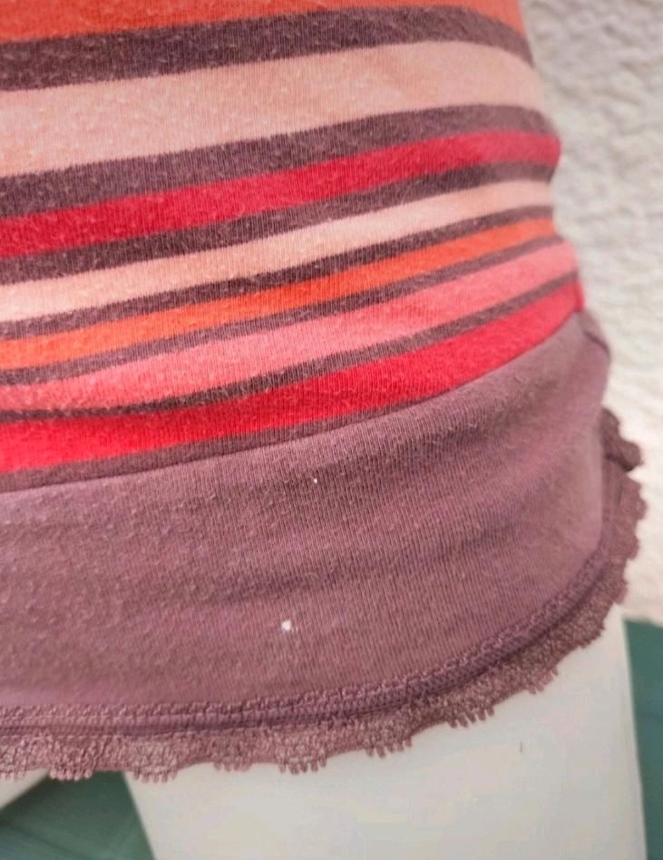 Sommer-Pyjama kurz Linien rot pink orange Streifen Knöpfe XXS 2XS in Schwieberdingen