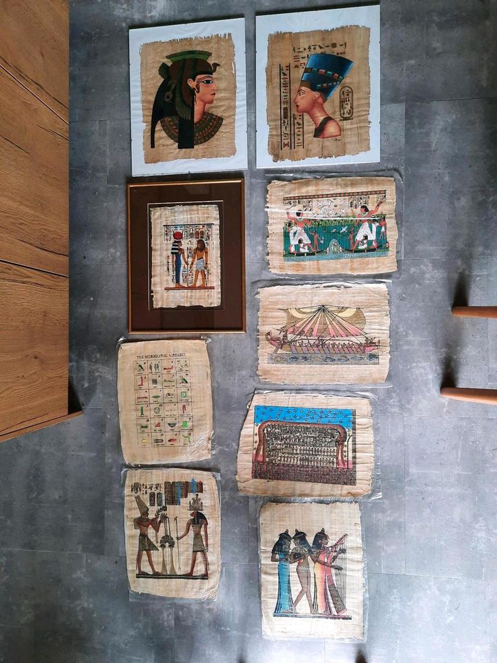 Neun originale Bilder auf Papyrus Ägypten teils mit Rahmen DEKO in Dresden