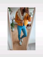 Zara Biker Jacke Leder Optik Teddy Fell XS Gelb Hessen - Gießen Vorschau