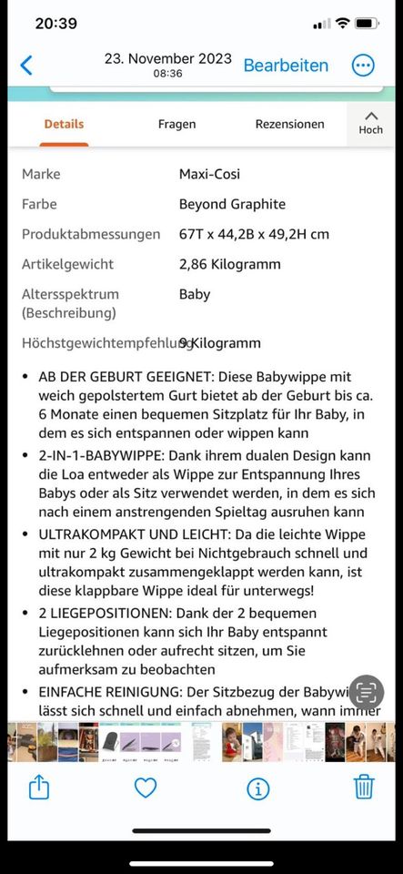 Wippe | Babywippe | Maxi Cosi Loa in Tettnang