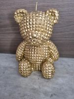 Kerze gold Teddy Glitzer Höhe 15 cm  Breite 11 cm Saarland - Überherrn Vorschau