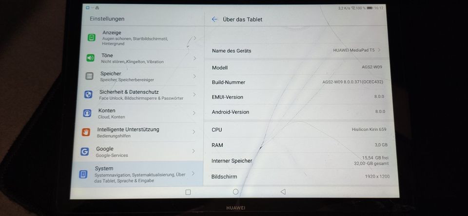 Huawei MediaPad T5 mit Displayschaden in Dorsten