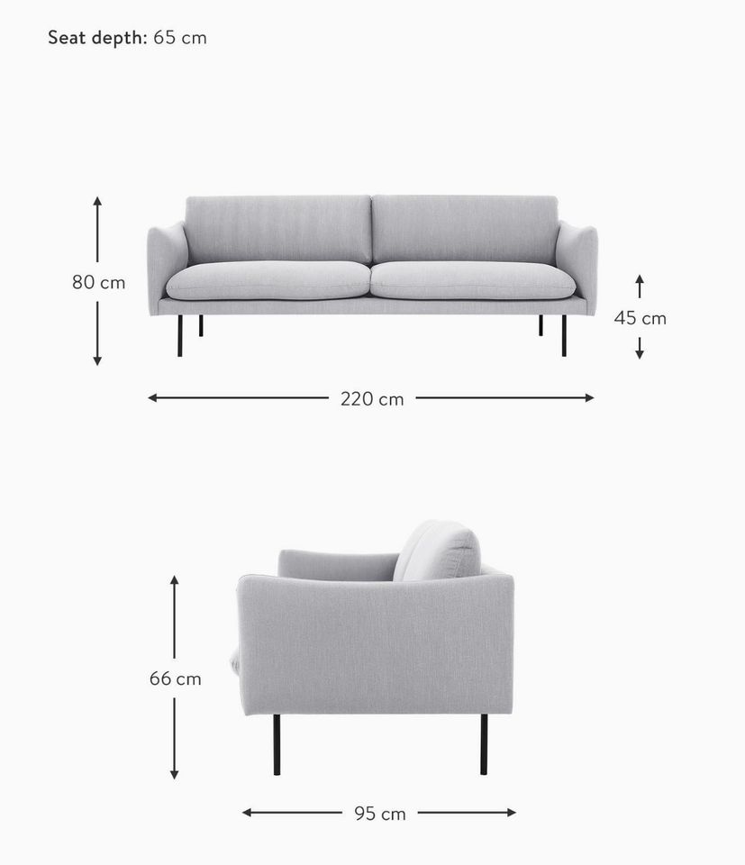 Sofa Moby (3-Sitzer) Westwing Collection hellgrau in Saarbrücken