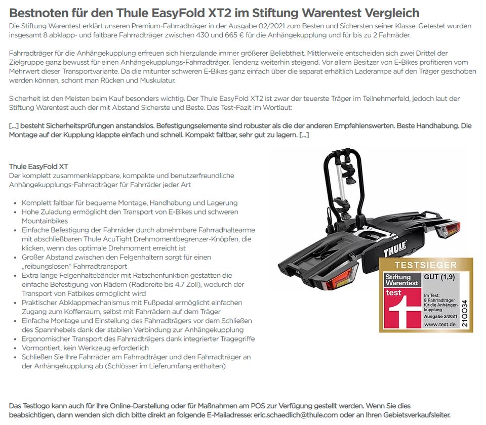 THULE Fahrradträger Easy Fold XT2 933 - Paketpreis in Frankenberg (Eder)