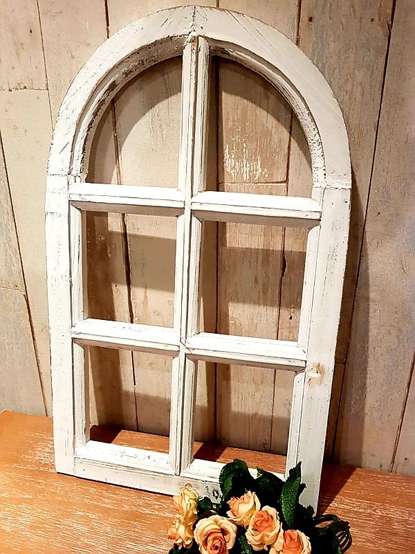 ღ Weißes Deko Holzfenster Shabby Chic Wanddekoobjekt Bilderrahmen in Kleve