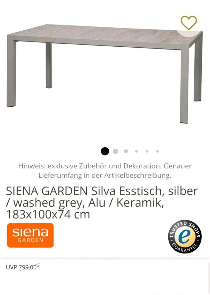 SIENA GARDEN Silva Esstisch Gartentisch Dining Tisch 180 cm, in Dülmen