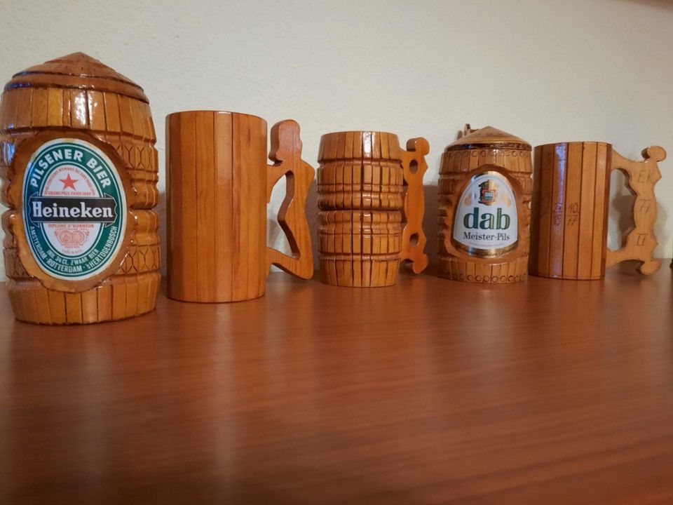 BIERKRÜGE  Holz - Handarbeit in Mittweida