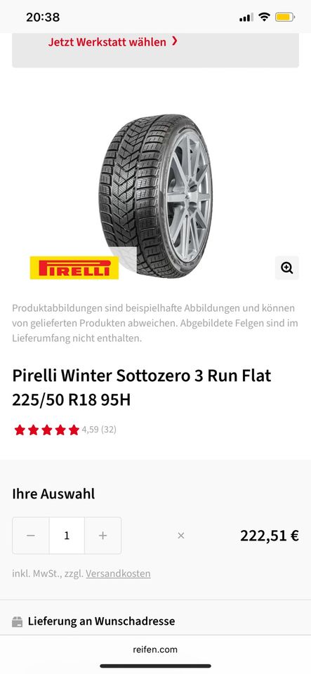 Pirelli Winter Reifen Sottozero 3 RunFlat in Pinneberg