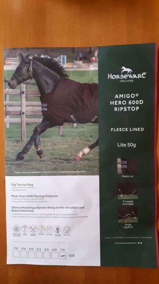 Pferdedecke Horseware Amigo Hero 600D Ripstop 50g, 160cm in Ilvesheim