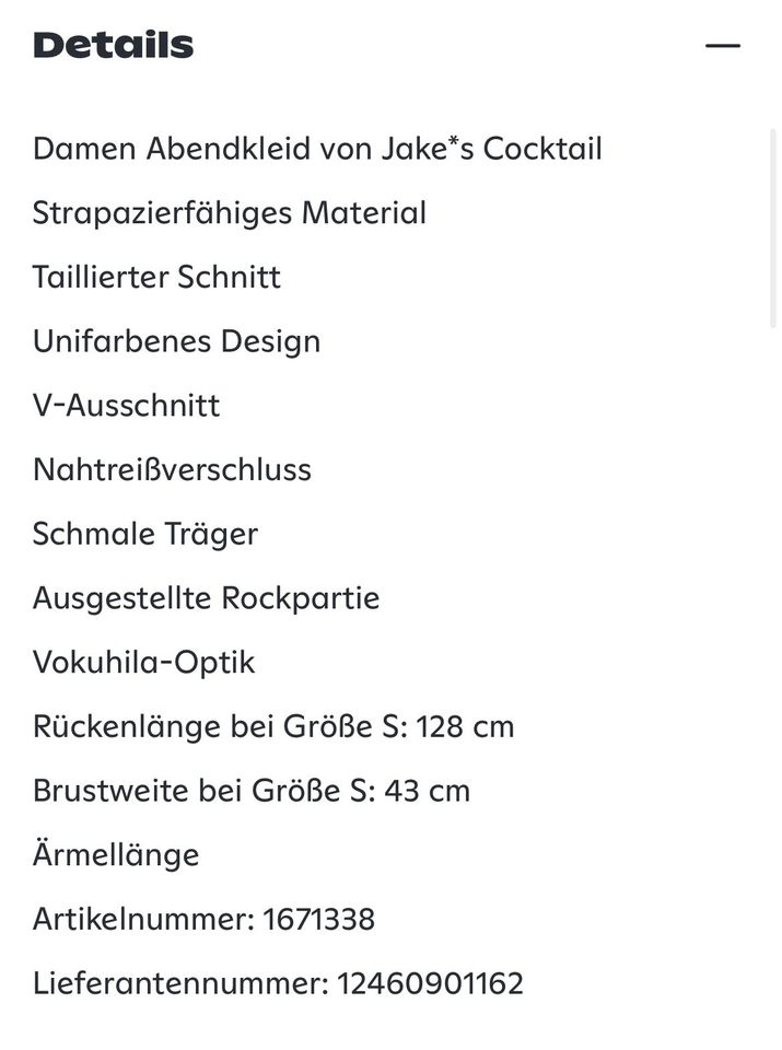 Jake*s Cocktailkleid Abendkleid Hochzeitskleid -NEUWERTIG-NP 200€ in Giengen an der Brenz