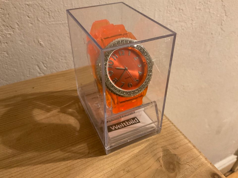 NEU OVP Damenuhr Weltbild Armbanduhr orange Strass Quartz in Wuppertal