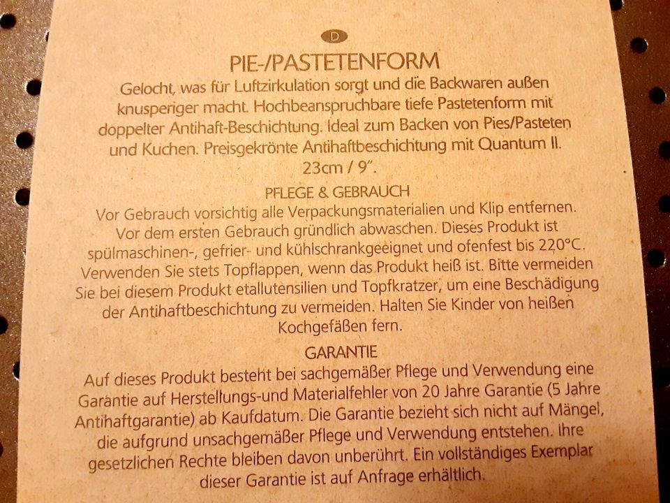 Neuwertig! Englische KUCHENFORM PASTETENFORM Pie Pan Qualität in Frankfurt am Main