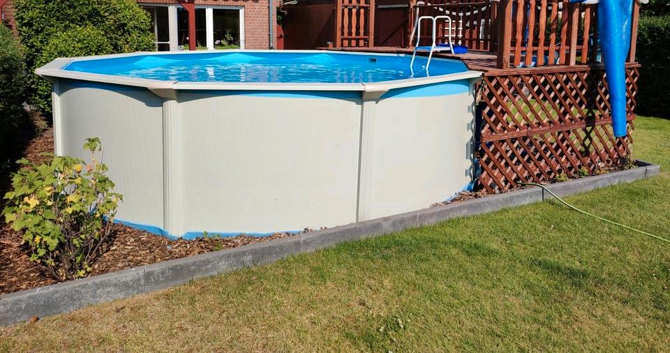 Stahlwandpool Steinbach 4,60 x 1,20 m Filteranlage, Saugroboter in Plate