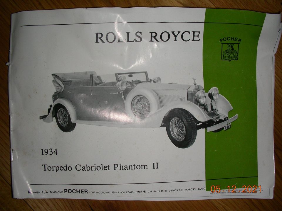 Pocher 1:8 ROLLS- ROYCE Torpedo Cabriolet Phantom II 1934 in Burgwedel