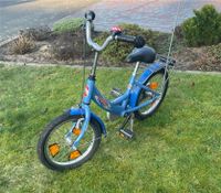 Puky Kinderfahrrad Fahrrad 16 Zoll blau mit Fahne Nordrhein-Westfalen - Harsewinkel Vorschau