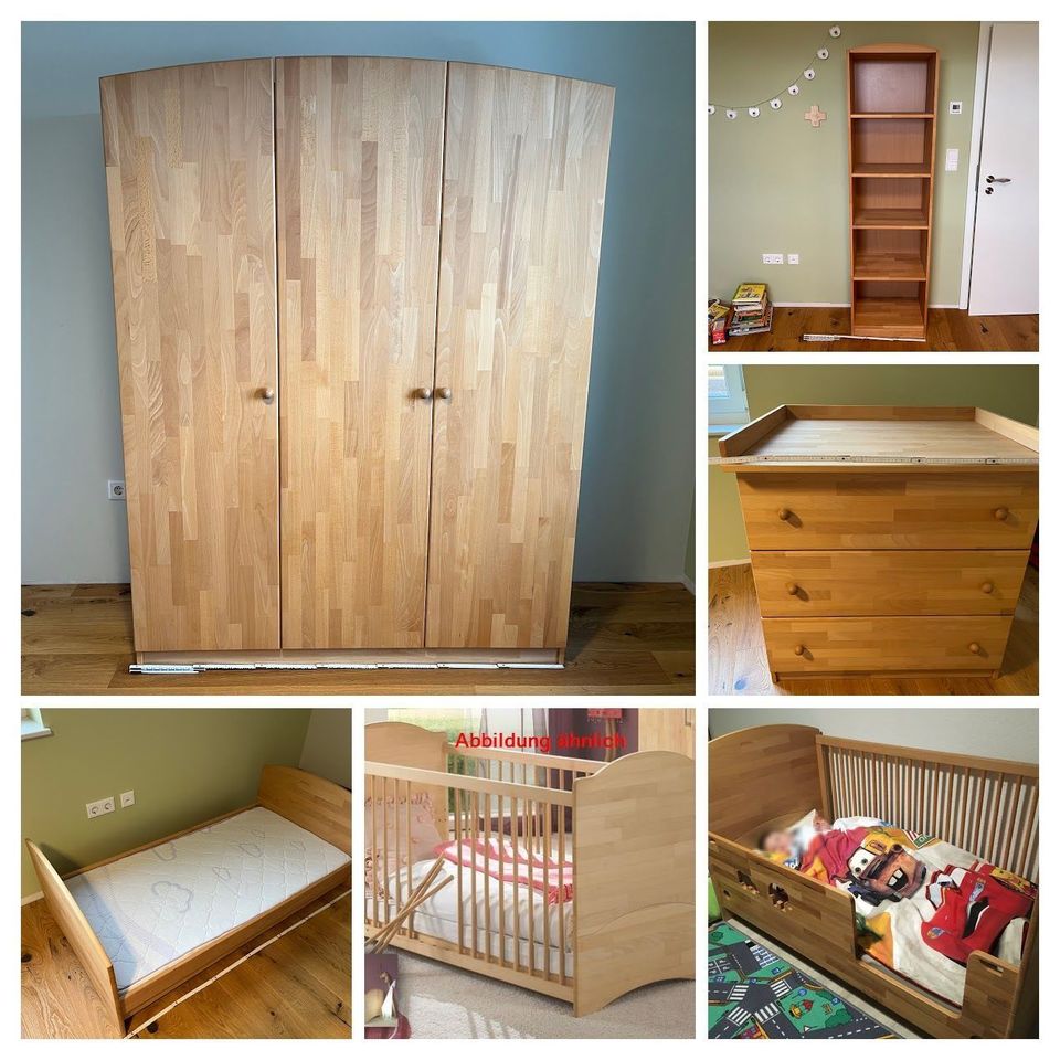 Baby Schlafzimmer Kinderzimmer Buche Schrank Bett Wickelkommode in Freren