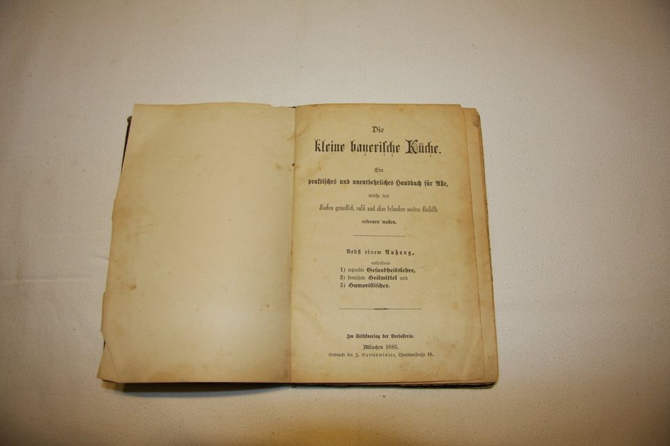 Rarität !!! die kleine bayerische Küche, 1883, Kochbuch, Buch in Markt Bibart