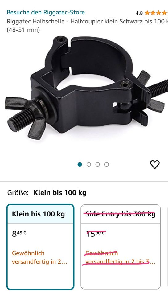 Riggatec Halbschelle klein bis 100kg (Ø48-51mm) NEU OVP in Düsseldorf