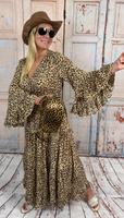 Ibiza Seiden Maxi Kleid „Leo Style“ mit Glockenärmeln & Volants Bochum - Bochum-Ost Vorschau