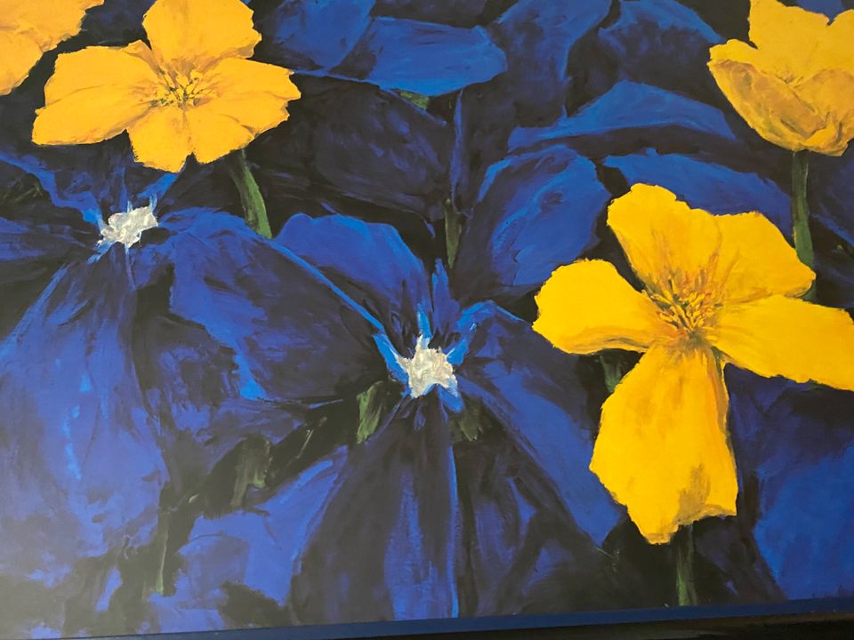 Bild XXL auf Holz blau/schwarz (L 1,72 m x H 1,13 cm) Blumenmotiv in Waldbüttelbrunn