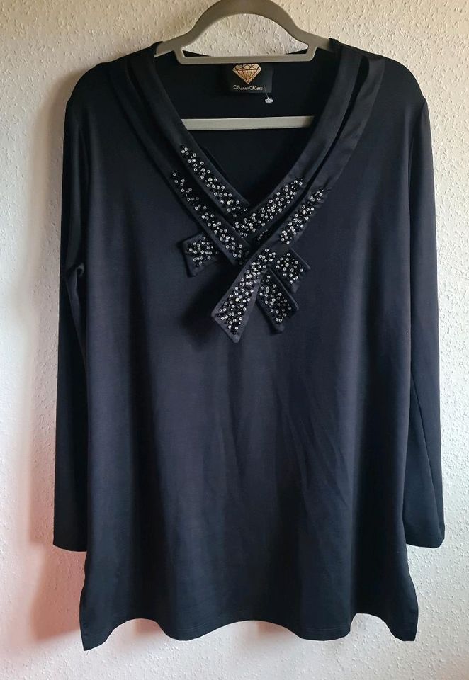 Shirt Longshirt schwarz mit Strass von Sarah Kern Gr.46-XL in Johanngeorgenstadt