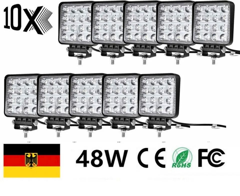 10x 48W LED Arbeitsscheinwerfer Offroad Bagger 12V Scheinwerfer in Bebra