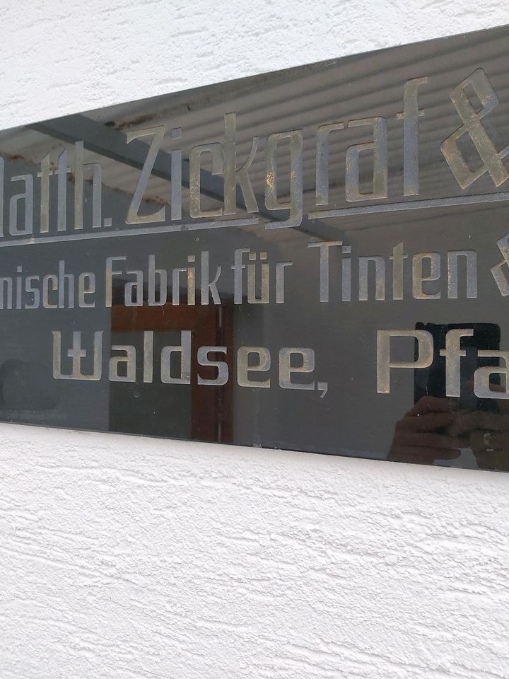 50er Jahre  Werbung Werbe Schild Glas Matth. Zickgraf Pfalz in Stuttgart