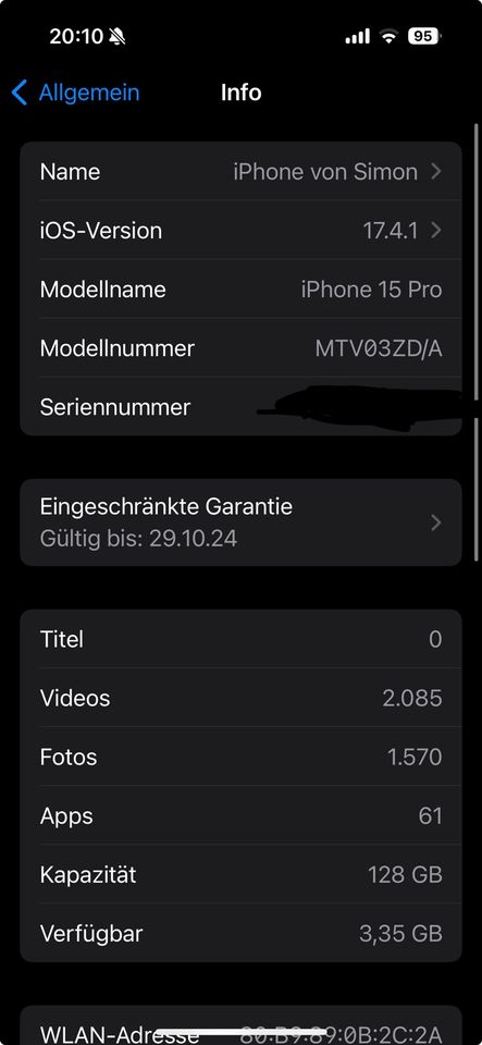 iPhone 15 Pro Blau 100% Batteriekapazität TOP ZUSTAND in Wiesbaden