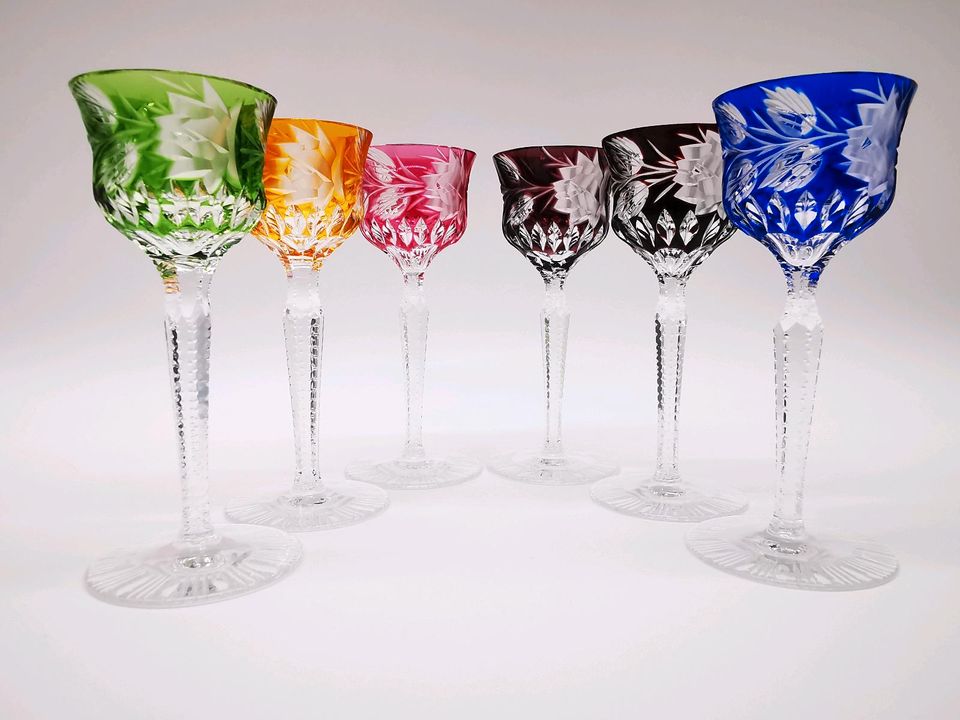 Selten 6x Römer-gläser bunt geschliffen Likörgläser Schnaps-glas in Herne