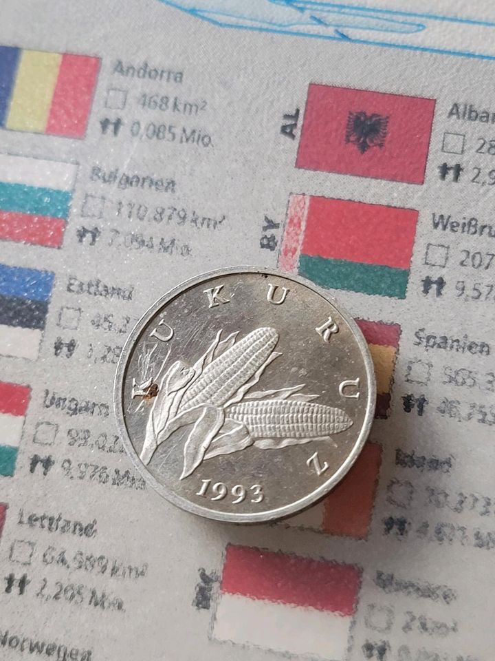 Münze 1 lipa hrvatska 1993 kukuruz Kroatien in Hildburghausen