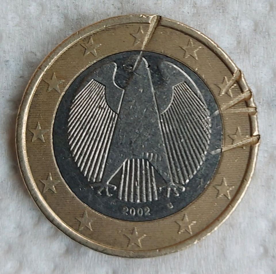 Seltene 1 Euro Münze 2002 Fehlprägung Deutschland D in Eschweiler