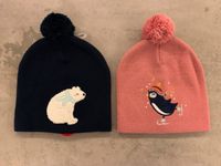 Kindermütze Mütze blau mit Eisbär und Bommel rosa mit Pinguin Nordrhein-Westfalen - Rietberg Vorschau