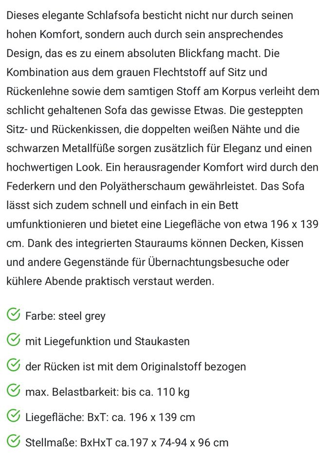 Schlafsofa, Funktionssofa Federkern,Staukasten 49.kw 2023 in Saarbrücken