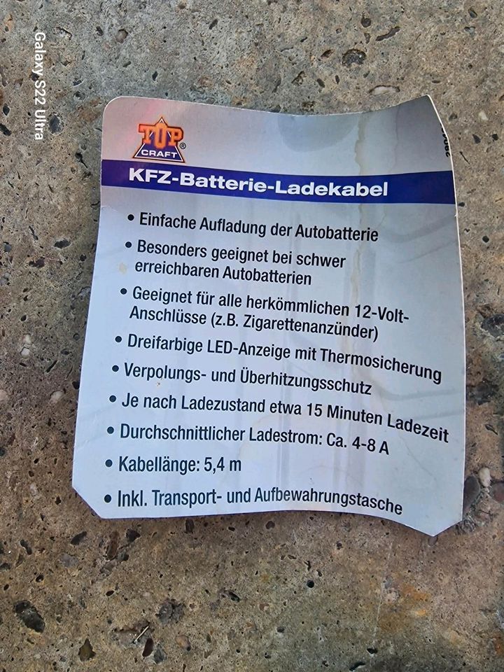 Batterieladekabel von Fahrzeug zu Fahrzeug in Kirchham